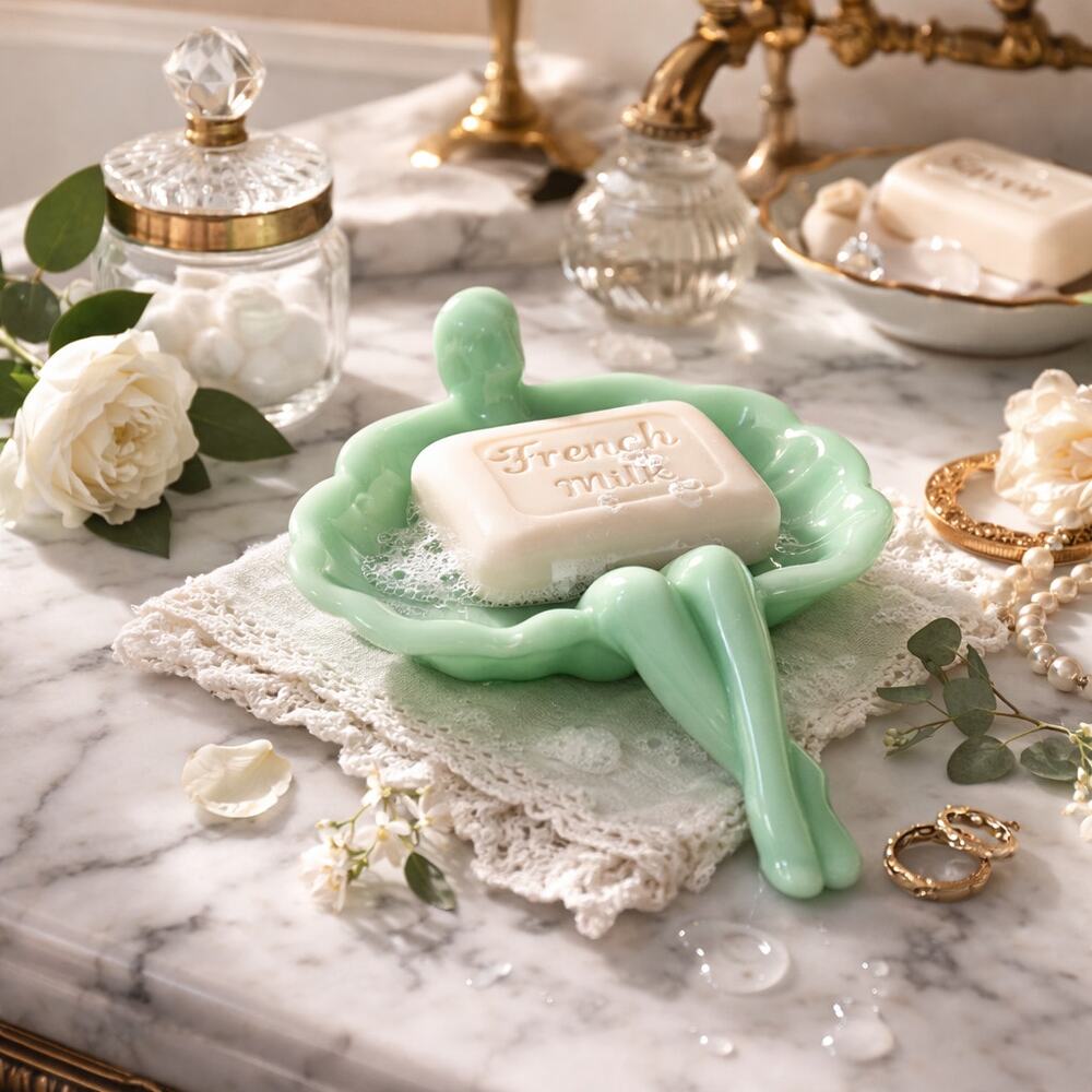 Mosser Glass Jadeite Bathing Beauty Soap Dish